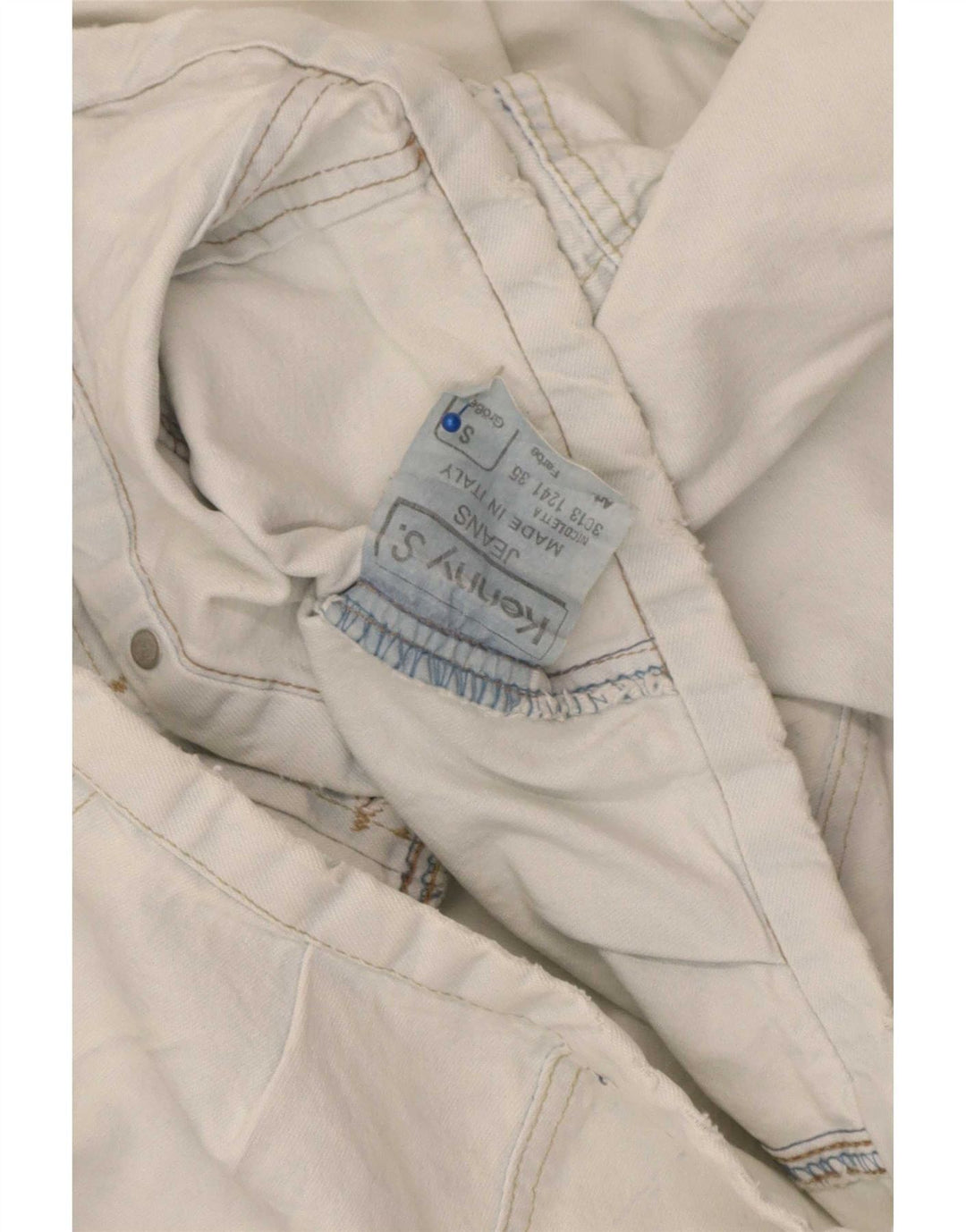 Giacca in denim oversize corta da donna Kenny S UK 10 piccola in cotone bianco