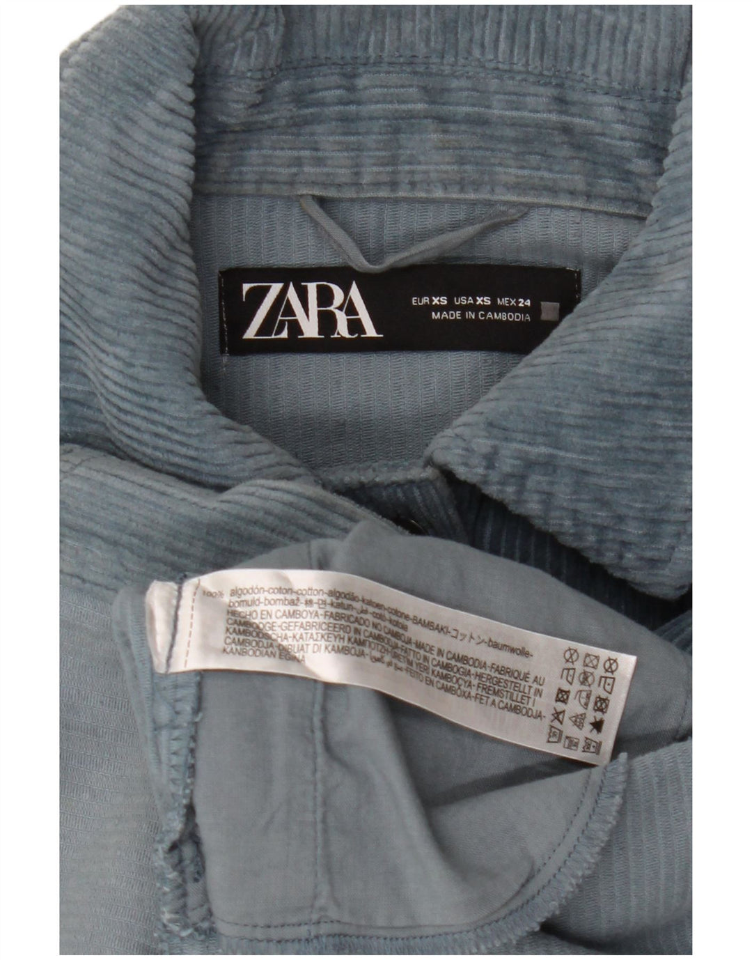 Giacca da donna oversize in velluto a coste Zara UK 6 XS cotone blu