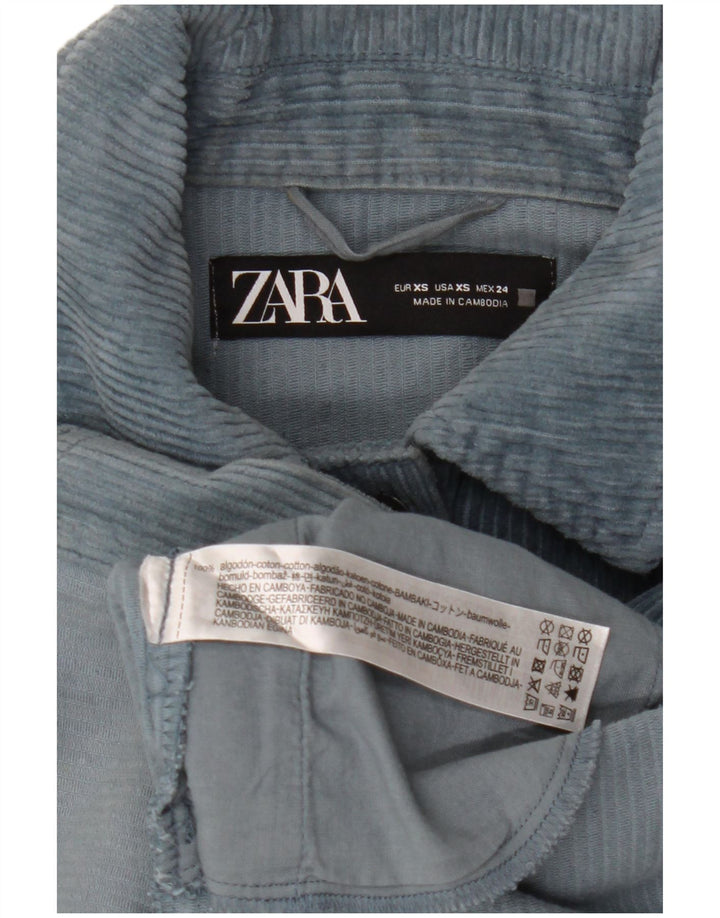 Giacca da donna oversize in velluto a coste Zara UK 6 XS cotone blu