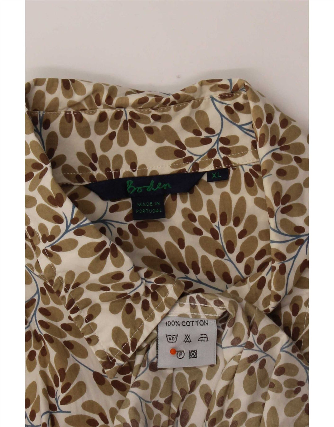 Camicia da uomo Boden XL in cotone floreale marrone