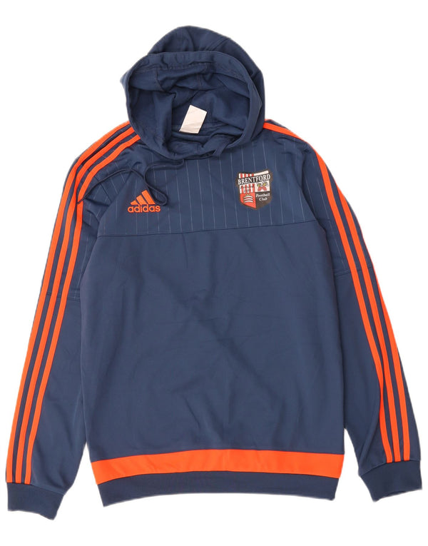 Adidas Mens Hoodie Jumper Small Navy Blue Colourblock Polyester