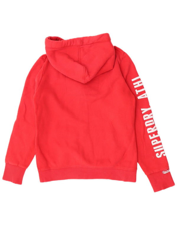 Felpa con cappuccio e zip grafica da donna Superdry UK 16 grande cotone rosso