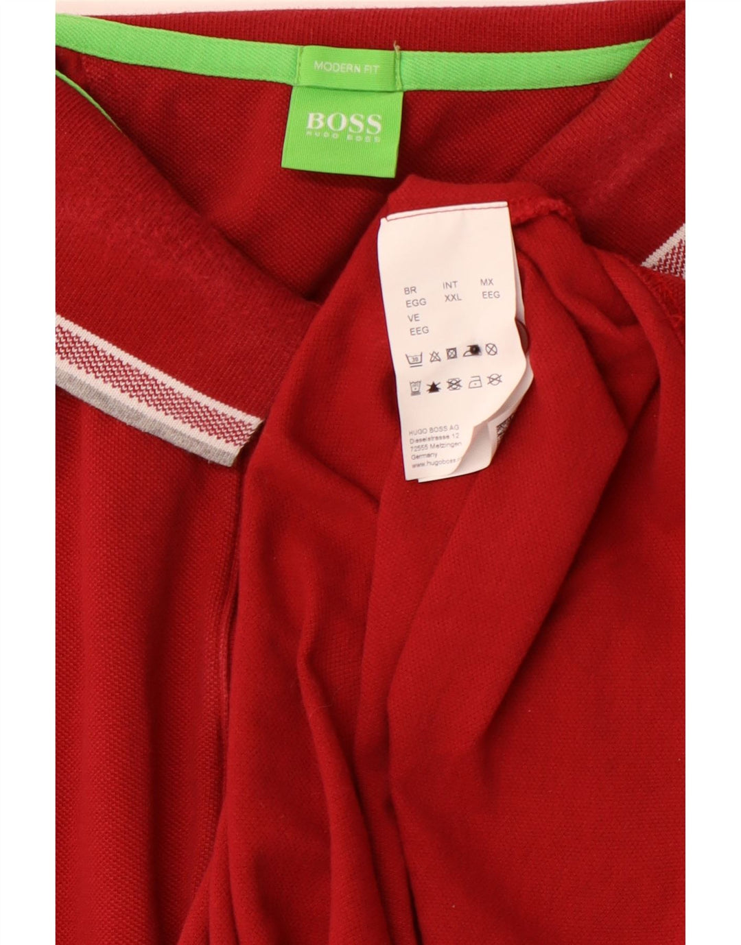 Polo HUGO BOSS da uomo a maniche lunghe dal taglio moderno 2XL in cotone rosso