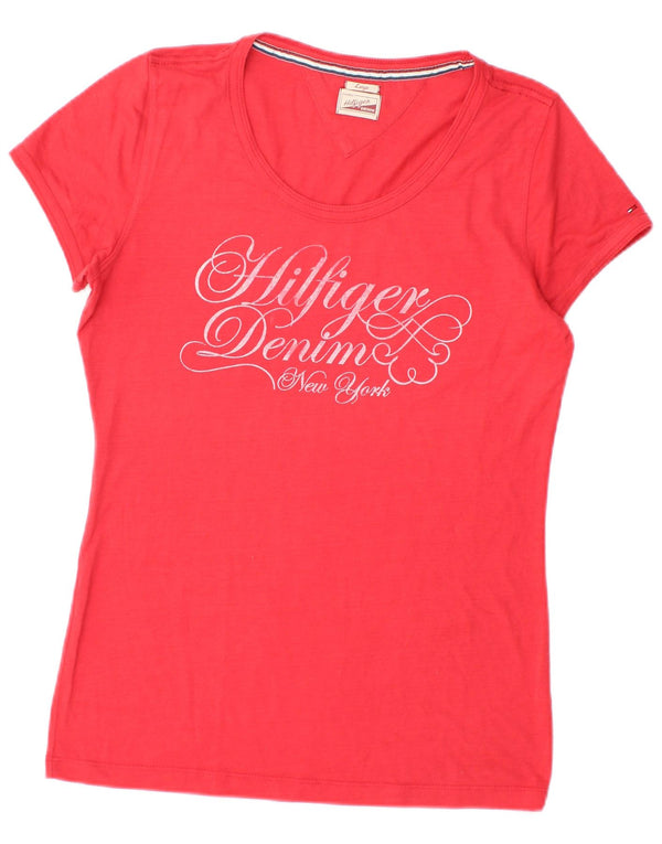 T-shirt grafica da donna Tommy Hilfiger Top UK 14 grande rossa