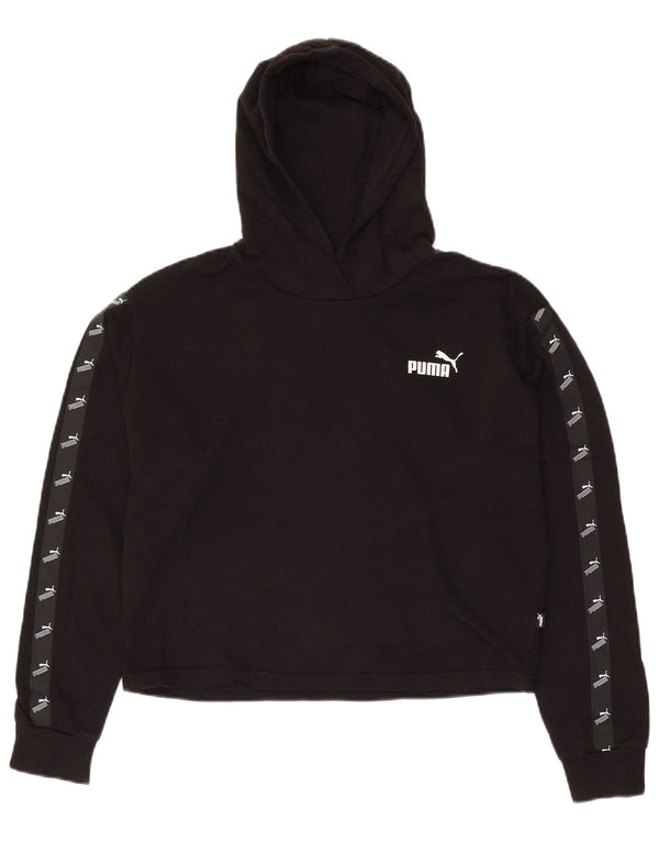 Felpa con cappuccio grafica corta oversize da donna PUMA UK 10 piccola in cotone nero