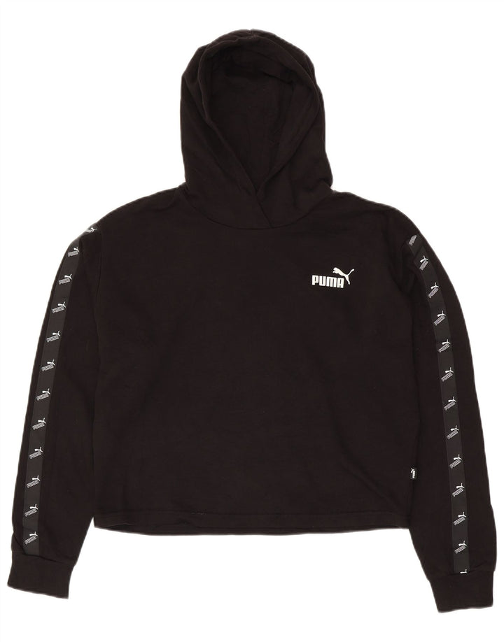 Felpa con cappuccio grafica corta oversize da donna PUMA UK 10 piccola in cotone nero