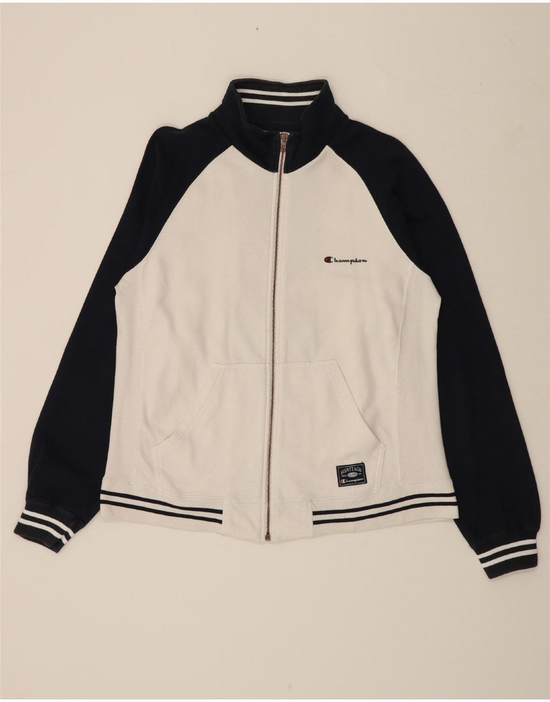 CHAMPION Mens Tracksuit Top Jacket Large White Colourblock Cotton Vintage Champion and Second-Hand Champion from Messina Hembry 