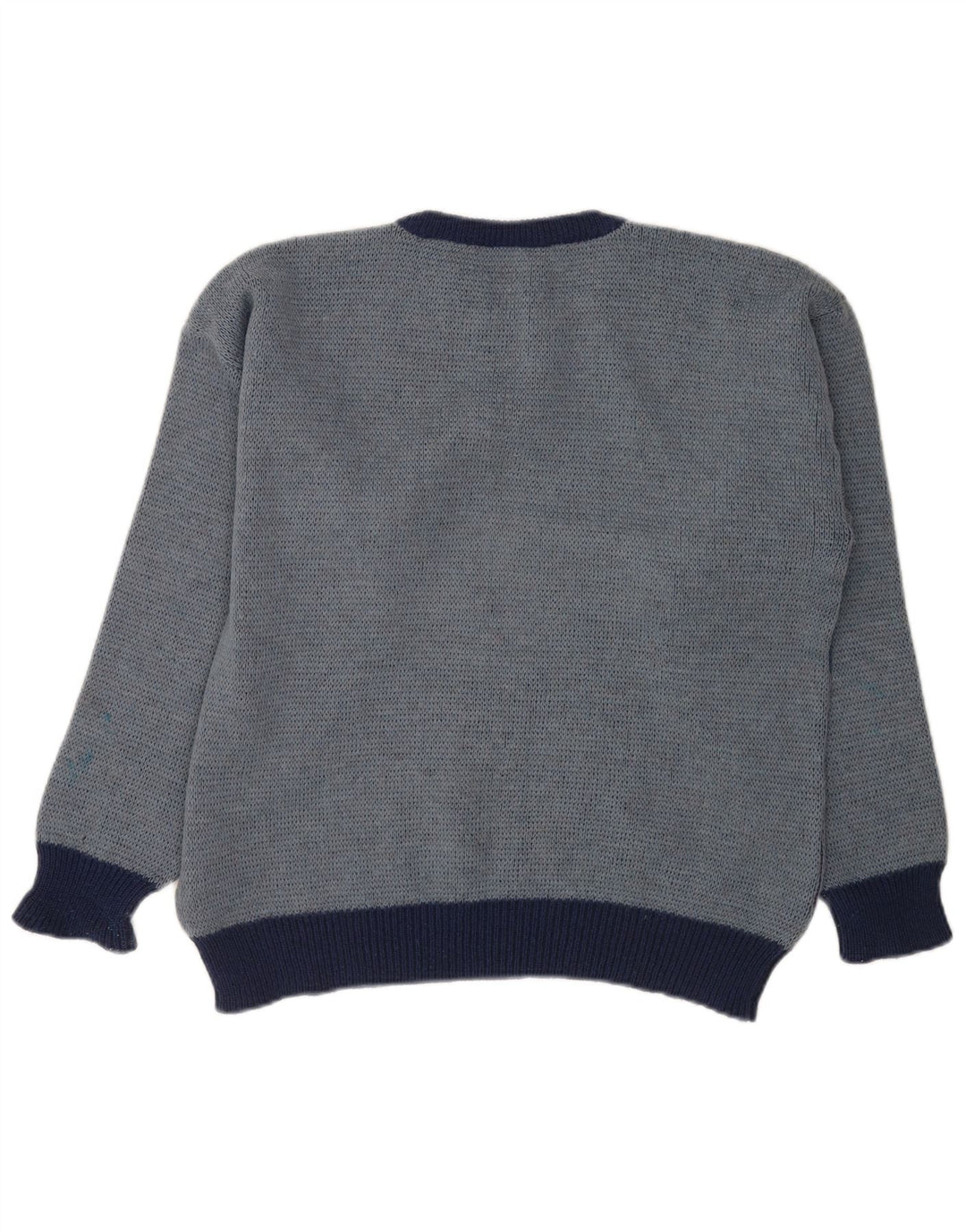 Maglione vintage da uomo con scollo a barca IT 52 Grande blu geometrico