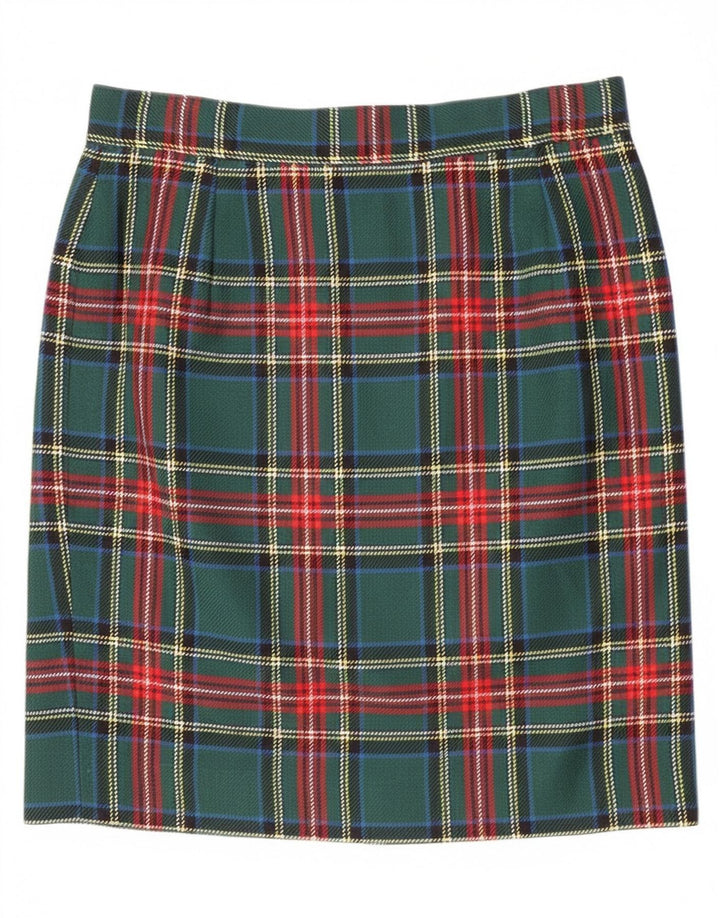 Gonna a tubino vintage da donna W30 scozzese verde medio