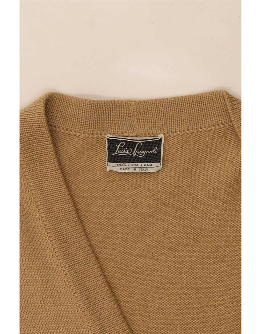 LUISA SPAGNOLI Maglione cardigan da donna UK 14 Large Beige Lana