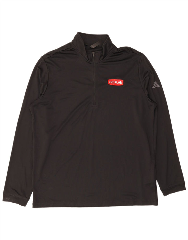 Top Adidas da uomo con zip e collo a maniche lunghe XL in poliestere nero
