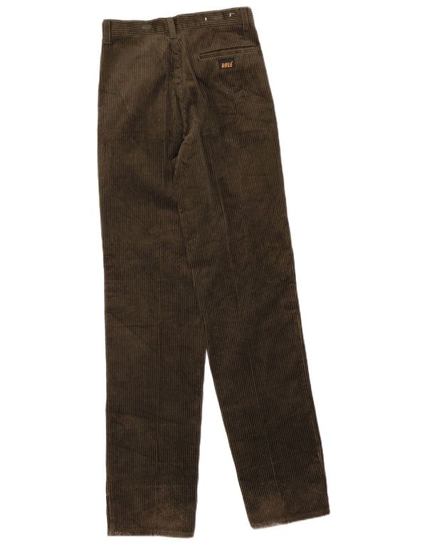Pantaloni da donna in velluto a coste con picchetti a vita alta Rifle W28 L36 cotone kaki