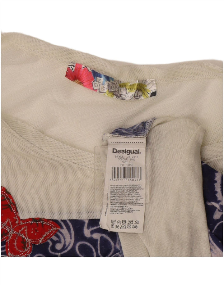 Desigual Womens Graphic Vest Top UK 14 Large White Paisley Poliestere