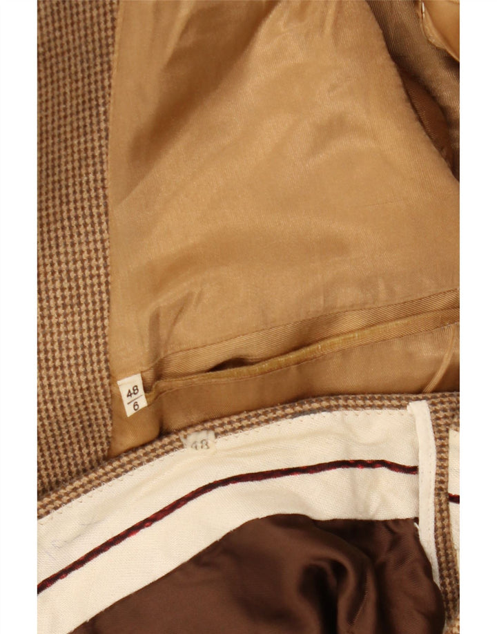 Abito vintage da uomo a 2 bottoni e 2 pezzi IT 48 medio W32 L28 marrone