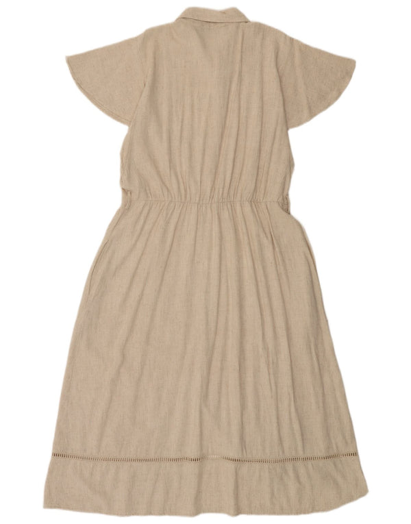 Abito chemisier a maniche corte da donna Zara UK 16 grande beige