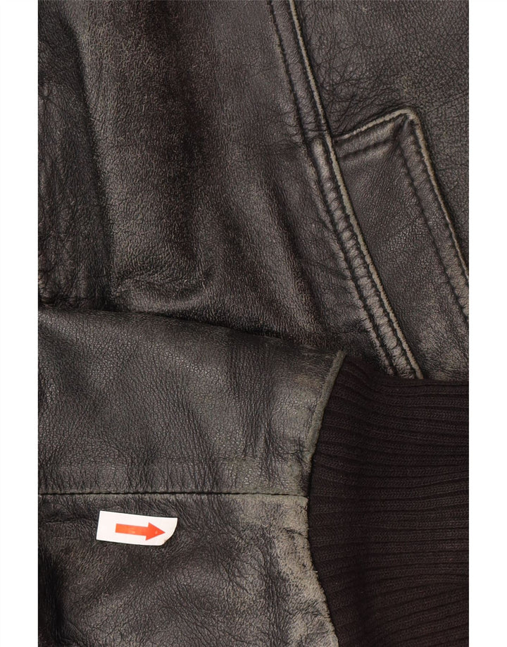 Giacca in pelle vintage da uomo UK 38 in pelle nera media