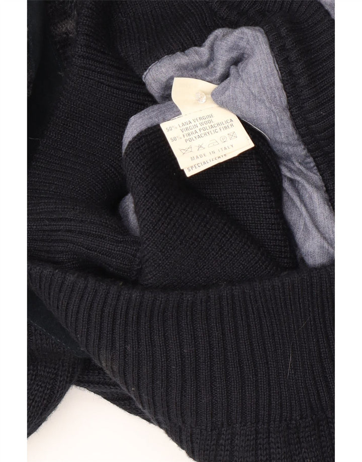 Maglione cardigan da uomo Malagrida XL in lana a righe nere