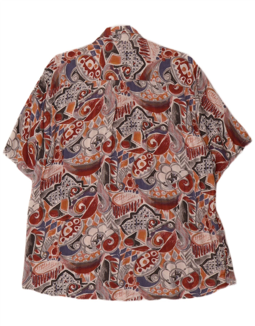 EXCEL Camicia a maniche corte da uomo con motivo astratto grande multicolore