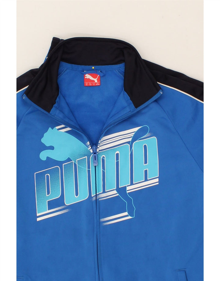 PUMA Boys Graphic Tracksuit Top Jacket 13-14 Years XL Blue Colourblock Vintage Puma and Second-Hand Puma from Messina Hembry 