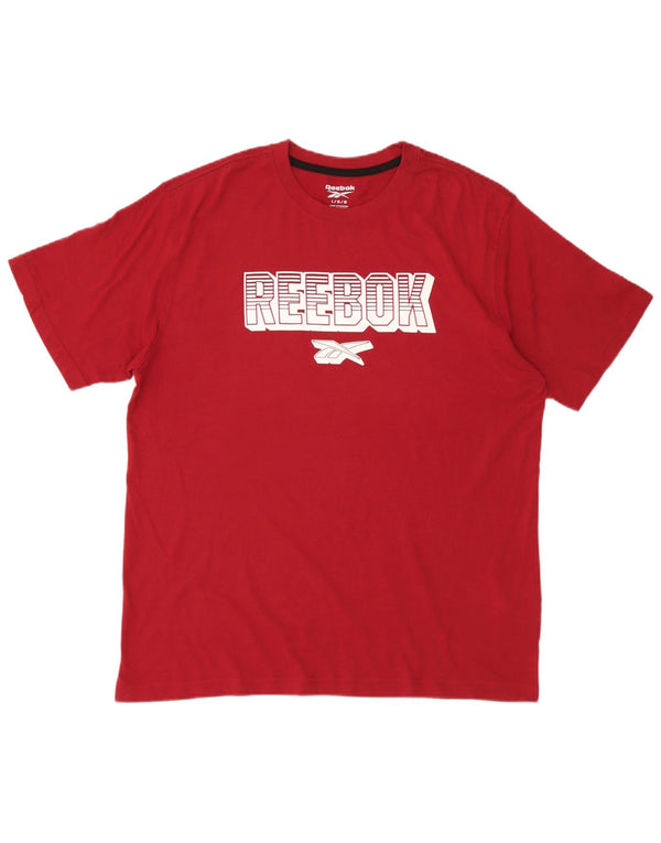 T-shirt grafica da uomo Reebok Top grande in cotone rosso