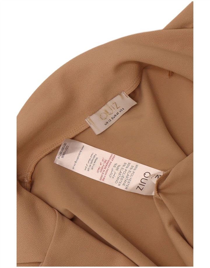 Giacca blazer aperta da donna con maniche a 3/4 Quiz UK 12 Poliestere beige medio