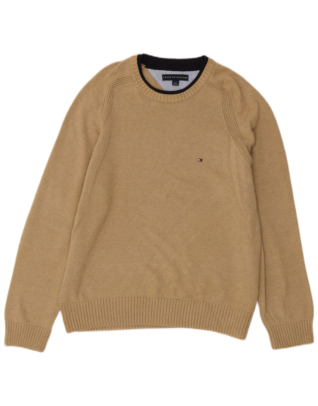 TOMMY HILFIGER Maglione maglione girocollo da uomo grande cotone beige
