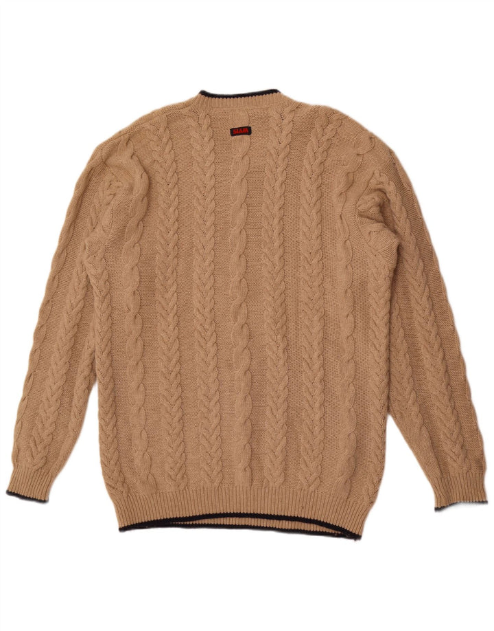 Maglione da uomo con scollo a V Slam XL in lana beige