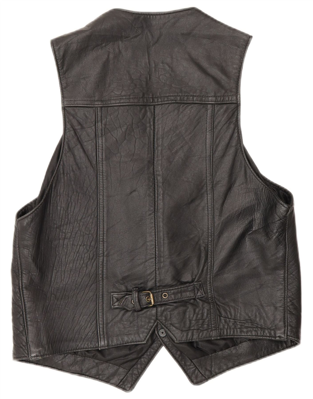 Gilet vintage da uomo in pelle nera media