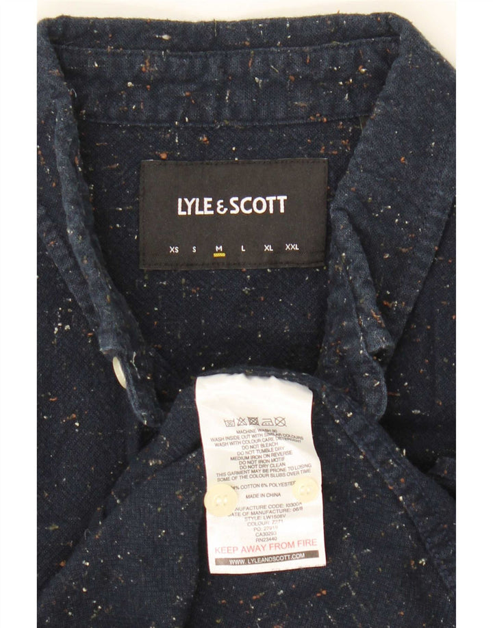 Camicia da uomo Lyle & Scott in cotone screziato blu navy medio