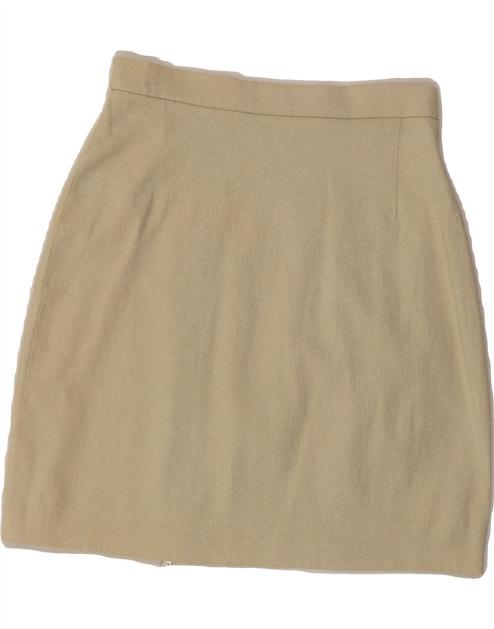 VERSACE Womens Mini Straight Skirt IT 40 Small W24 Khaki Cotton Vintage Versace and Second-Hand Versace from Messina Hembry 