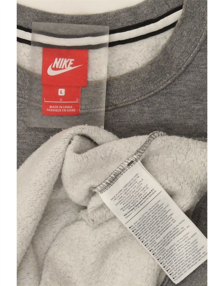Felpa con grafica Nike da uomo, grande, in cotone color block grigio