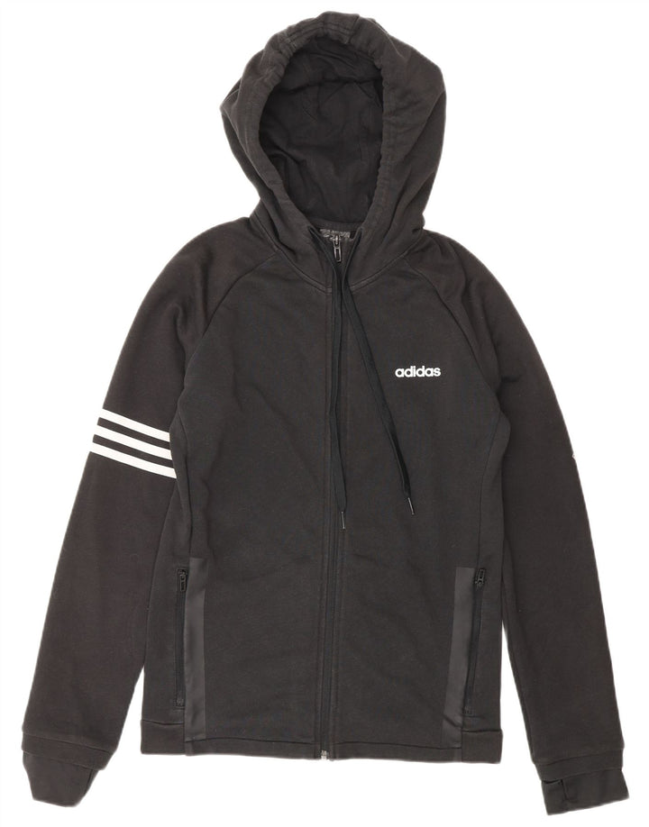 Maglione con cappuccio e zip ADIDAS Climalite da uomo piccolo in cotone nero