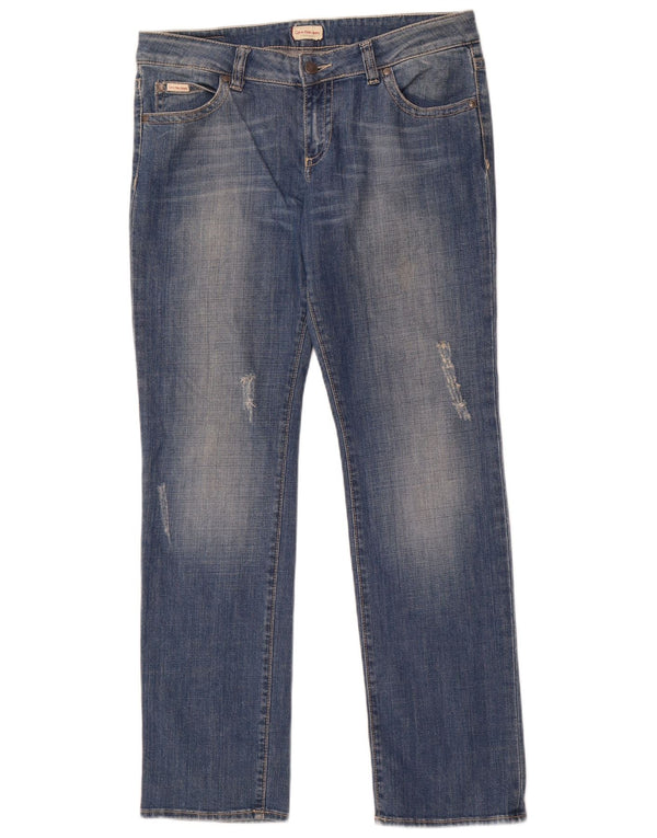 Jeans dritti invecchiati da donna Calvin Klein W33 L32 cotone blu
