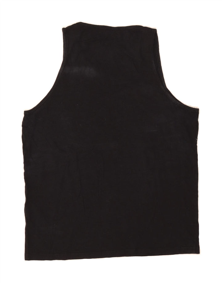 JACK & JONES Mens Vest Top XL Black Floral Cotton Vintage Jack & Jones and Second-Hand Jack & Jones from Messina Hembry 