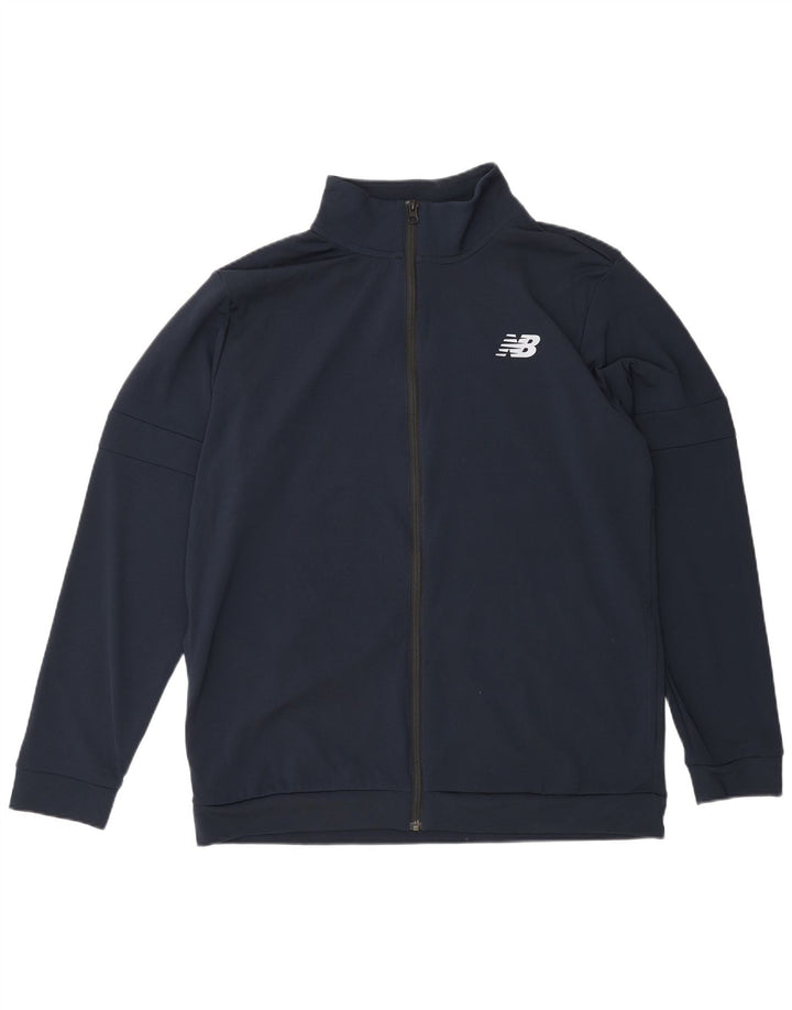 Giacca da tuta da uomo New Balance, giacca sportiva in poliestere blu navy grande