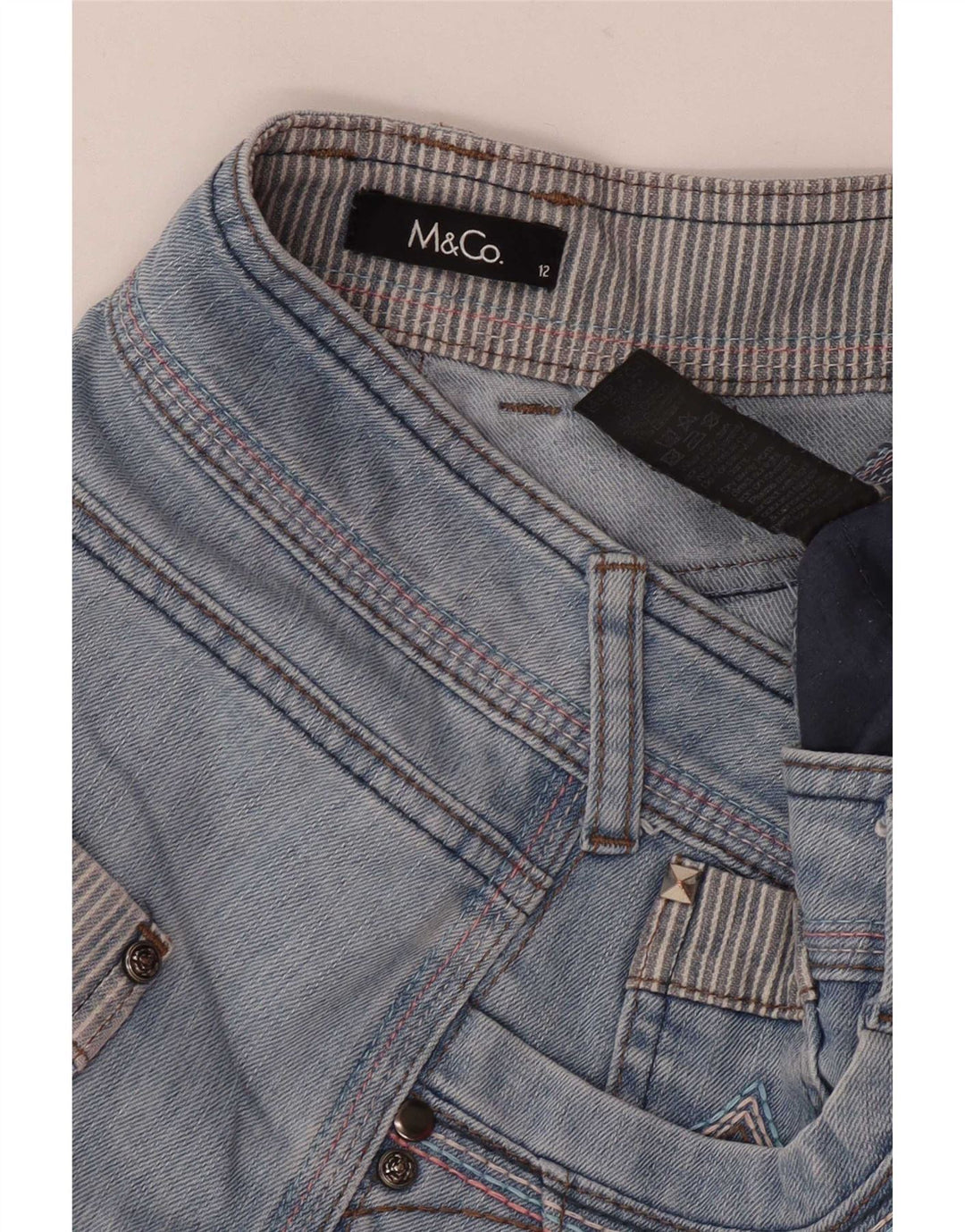 Pantaloncini di jeans da donna M&Co UK 12 medi W30 cotone blu