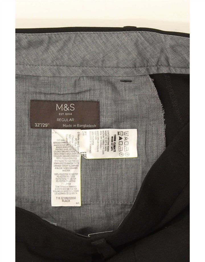 Pantaloni chino regolari da uomo Marks & Spencer W32 L29 poliestere nero