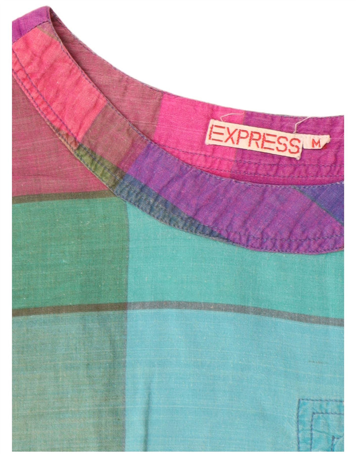 Top camicetta da donna Express UK 14 cotone a quadri multicolore medio