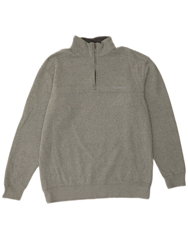 Felpa Columbia da donna con zip e collo, UK 14, cotone grigio medio