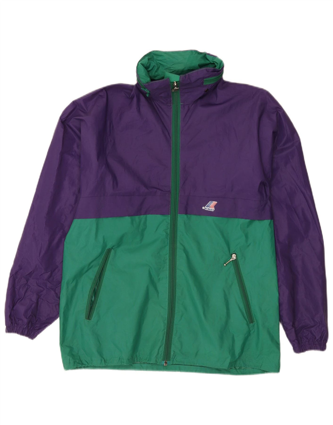 Giacca antipioggia da uomo con cappuccio K-Way UK 38 Poliammide color block viola medio