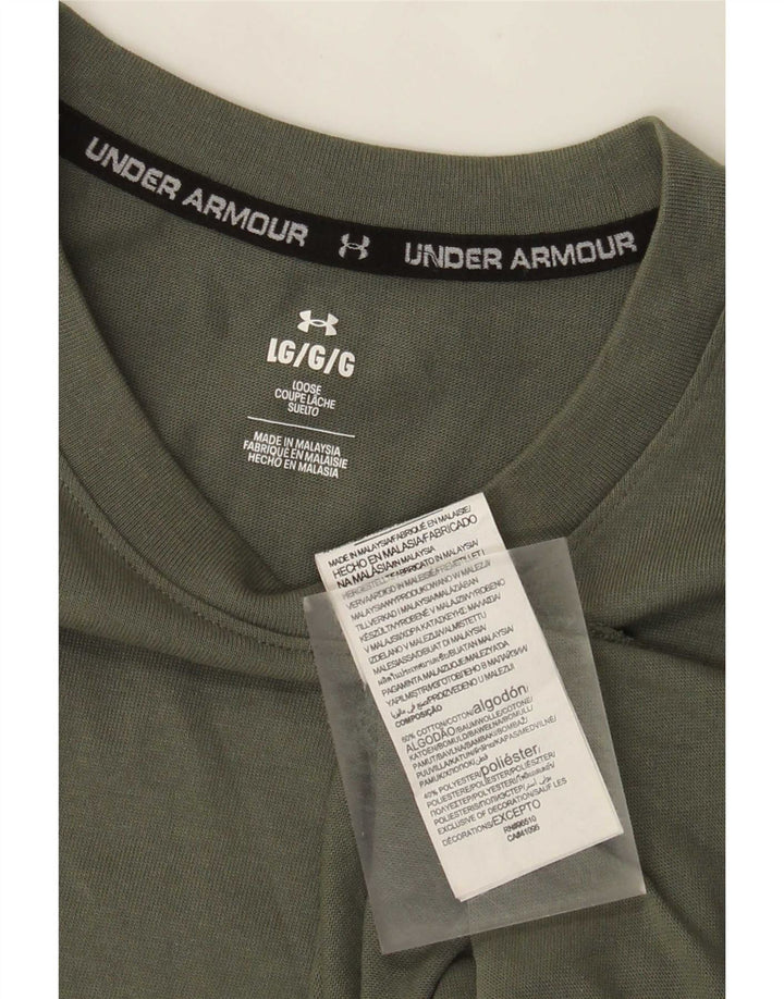 T-shirt da uomo Under Armour Top Large in cotone kaki