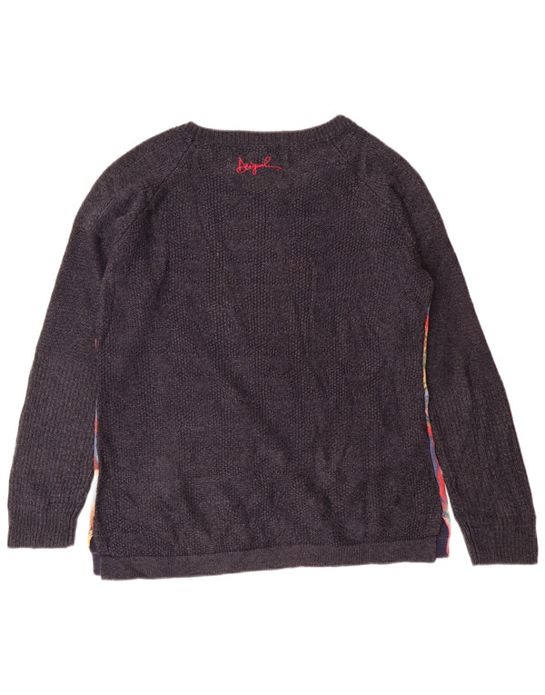 DESIGUAL Donna Maglione con scollo a barca Maglione UK 18 XL Grigio floreale