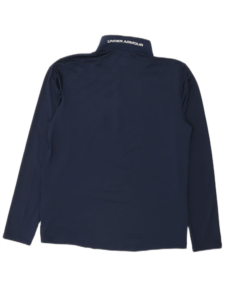 Maglia da ginnastica Under Armour da uomo con grafica e collo con zip, colore blu navy medio