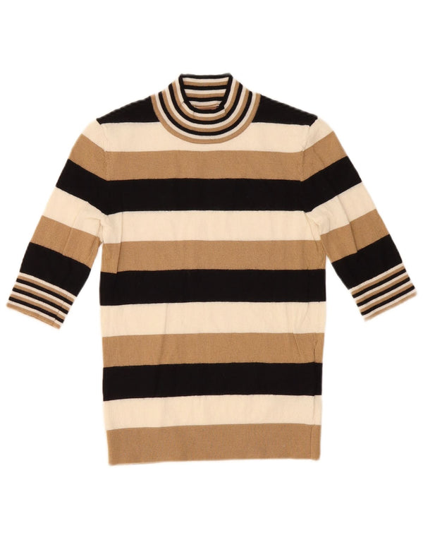 Maglione maglione da donna con collo alto Hugo Boss UK 10 piccolo multicolore