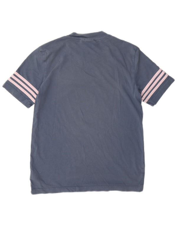 T-shirt grafica da donna Adidas Top UK 10 piccola in cotone blu