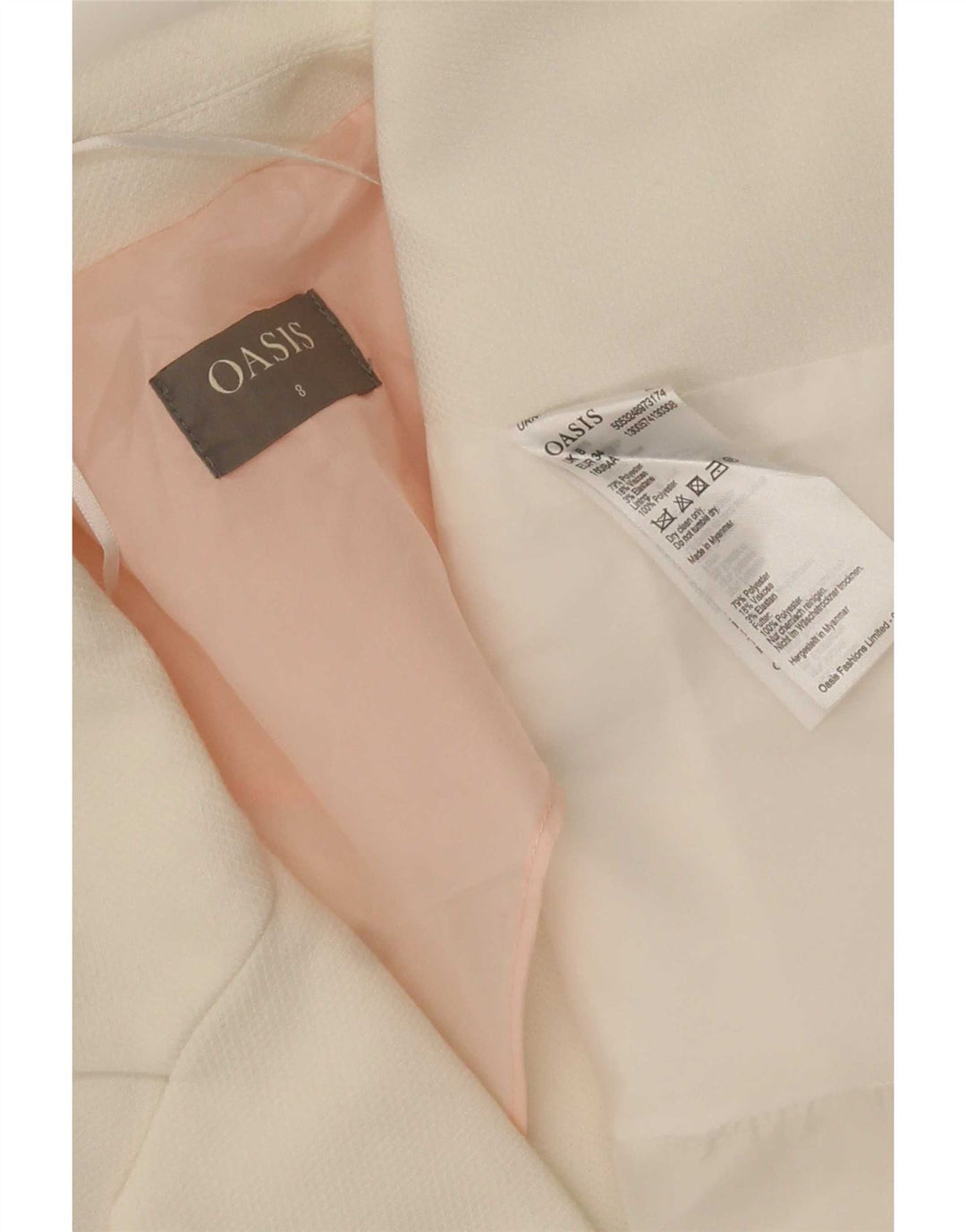 Giacca blazer aperta da donna Oasis UK 8 piccola poliestere bianco