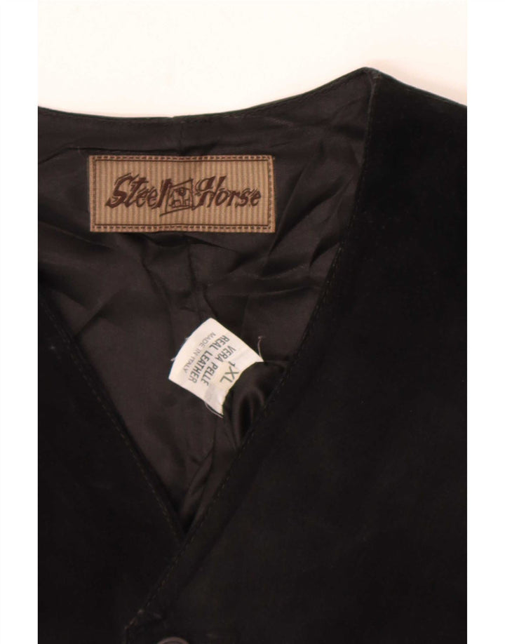 Gilet vintage da uomo in pelle scamosciata XL in pelle nera