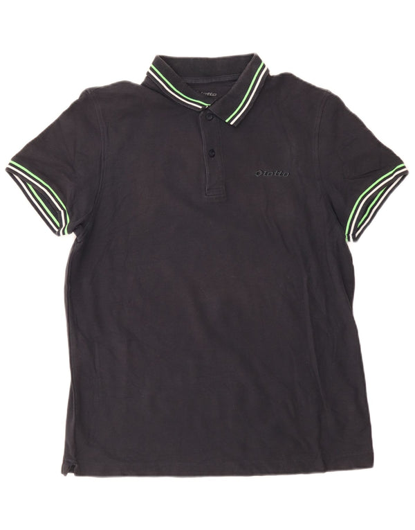 Polo da uomo Lotto in cotone a righe nere medie