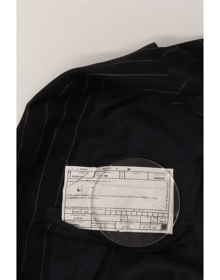 Armani Giacca blazer da uomo a 2 bottoni IT 50 Large in lana gessata blu navy