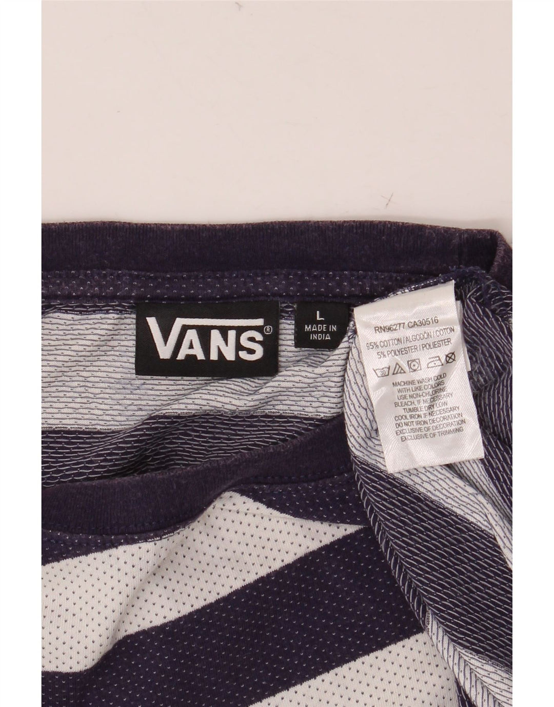 T-shirt da uomo VANS Top grande in cotone a righe blu navy